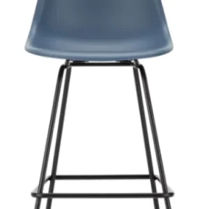 Nieuw Vitra Eames Plastic barkruk met zwart gepoedercoat onderstel-medium-Zee blauw