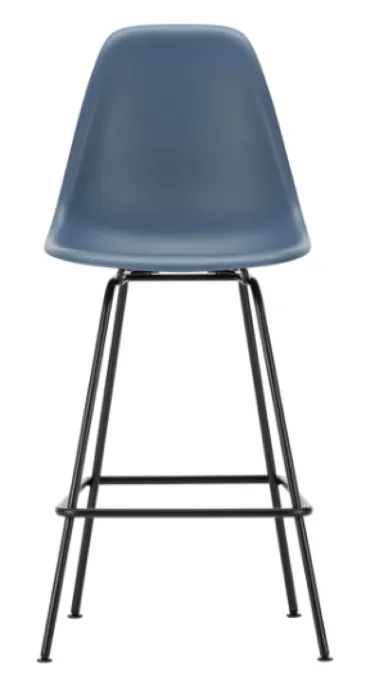 Nieuw Vitra Eames Plastic barkruk met zwart gepoedercoat onderstel-medium-Zee blauw