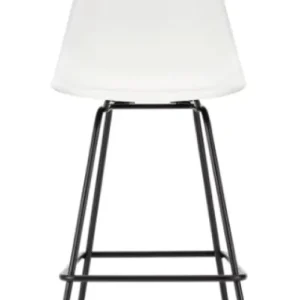 Merkproduct Vitra Eames Plastic barkruk met zwart gepoedercoat onderstel-medium-Cotton white