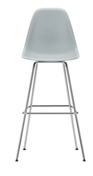 Vitra Eames Plastic barkruk met verchroomd onderstel-hoog-Light grey Lage Kosten
