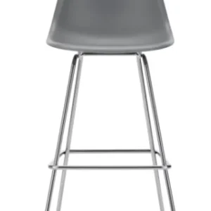 Gereduceerde Prijs Vitra Eames Plastic barkruk met verchroomd onderstel-hoog-Granite Grey