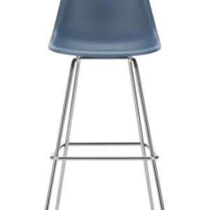 Populair Vitra Eames Plastic barkruk met verchroomd onderstel-hoog-Zee blauw