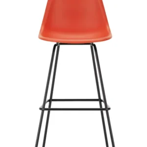 Speciale Aanbieding Vitra Eames Plastic barkruk met zwart gepoedercoat onderstel-hoog-Poppy red