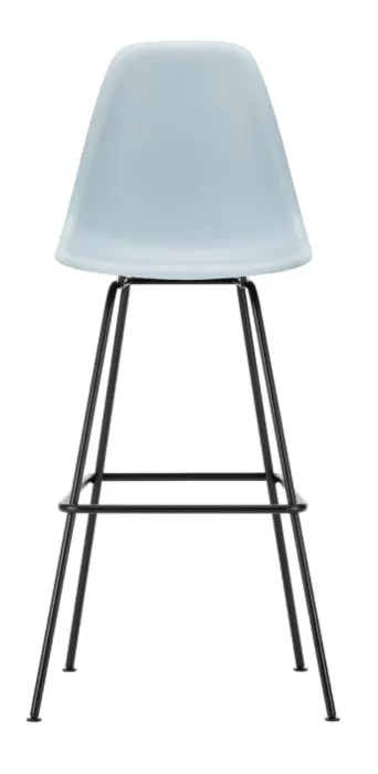 Express Levering Vitra Eames Plastic barkruk met zwart gepoedercoat onderstel-hoog-Ice Grey