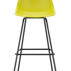 Vitra Eames Plastic barkruk met zwart gepoedercoat onderstel-hoog-Mustard Nieuw