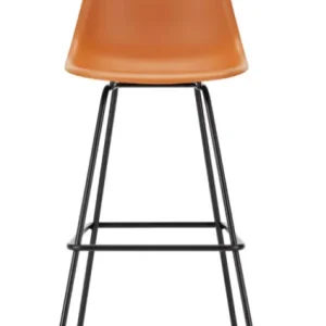 Actieprijs Vitra Eames Plastic barkruk met zwart gepoedercoat onderstel-hoog-Roest oranje