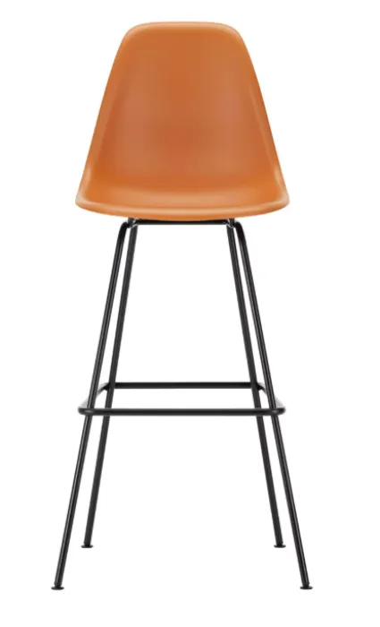 Actieprijs Vitra Eames Plastic barkruk met zwart gepoedercoat onderstel-hoog-Roest oranje