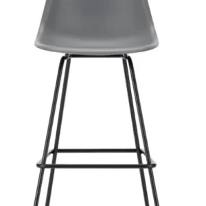 Nieuw Vitra Eames Plastic barkruk met zwart gepoedercoat onderstel-hoog-Granite Grey