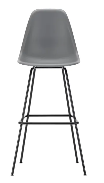 Nieuw Vitra Eames Plastic barkruk met zwart gepoedercoat onderstel-hoog-Granite Grey