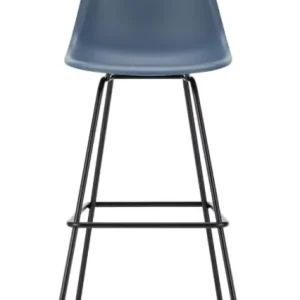 Goedkoop Vitra Eames Plastic barkruk met zwart gepoedercoat onderstel-hoog-Zee blauw
