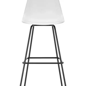 Vitra Eames Plastic barkruk met zwart gepoedercoat onderstel-hoog-Cotton white Shop Nu