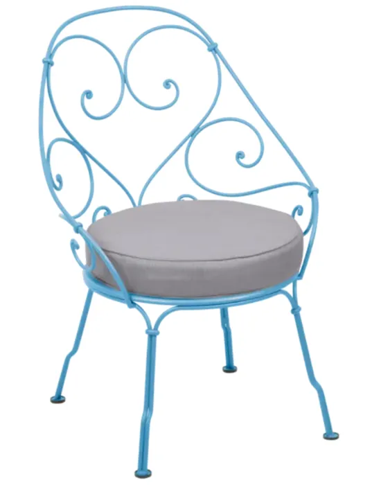 Koop Vandaag Fermob 1900 fauteuil met flannel grey zitkussen-Maya Blue