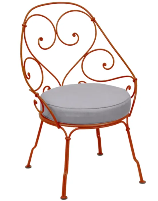 Fermob 1900 fauteuil met flannel grey zitkussen-Candied Orange Tijdelijk Beschikbaar