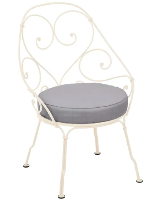Direct Verzonden Fermob 1900 fauteuil met flannel grey zitkussen-Latte Beige