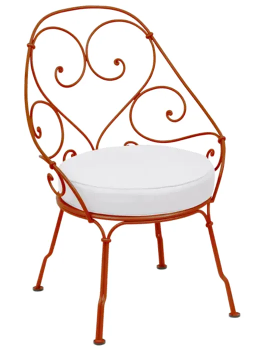 Snelle Levering Fermob 1900 fauteuil met graphite grey zitkussen-Candied Orange