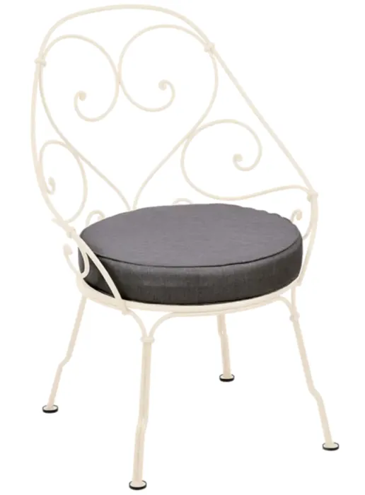 Weekendaanbieding Fermob 1900 fauteuil met graphite grey zitkussen-Latte Beige