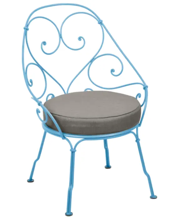 Shop Nu Fermob 1900 fauteuil met grey taupe zitkussen-Maya Blue