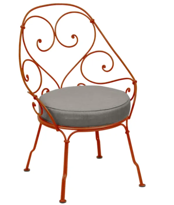 Fermob 1900 fauteuil met grey taupe zitkussen-Candied Orange Hete Deal