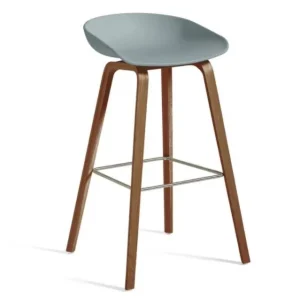Must-Have HAY About a Stool AAS32 barkruk Walnoot onderstel-Zithoogte 75 cm-Dusty blue OUTLET