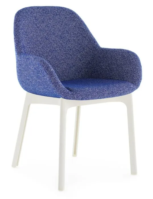 Kartell Clap Tissue Shirley stoel - wit onderstel-Blue/Powder Pink Populair