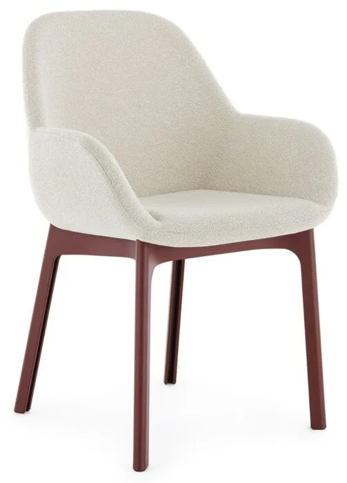 Flitsaanbieding Kartell Clap Tissue Shirley stoel - Burgundy onderstel-White/Beige