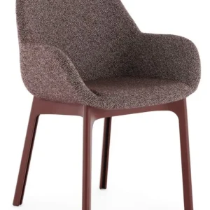Merkproduct Kartell Clap Tissue Shirley stoel - Burgundy onderstel-Brick Red/Powder Pink