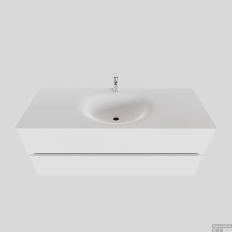 Merkproduct Badkamermeubel Solid Surface BWS Stockholm 120x46 cm Midden Mat Wit (met 1 kraangat)