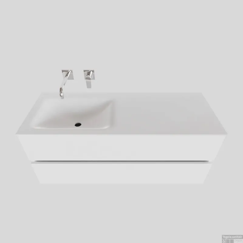 Badkamermeubel Solid Surface BWS Oslo 120x46 cm Links Mat Wit (zonder kraangaten) Bestel Nu