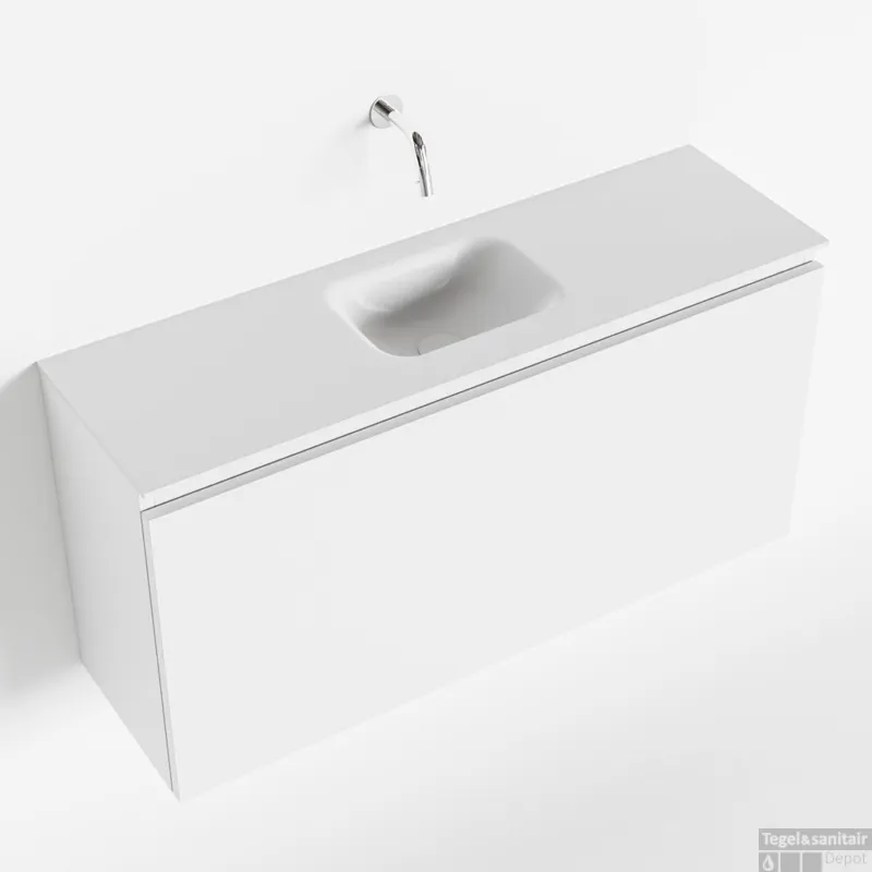 MONDIAZ OLAN 100cm toiletmeubel talc. LEX wastafel talc midden geen kraangat Snelle Levering