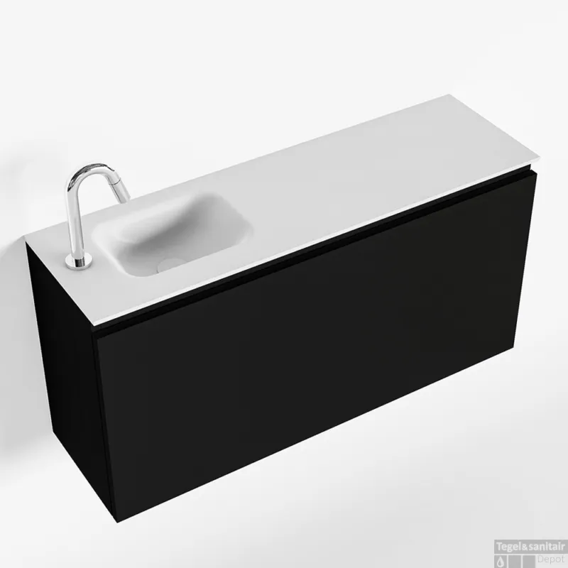 MONDIAZ OLAN 100cm toiletmeubel urban. LEX wastafel talc links 1 kraangat Laatste Versie