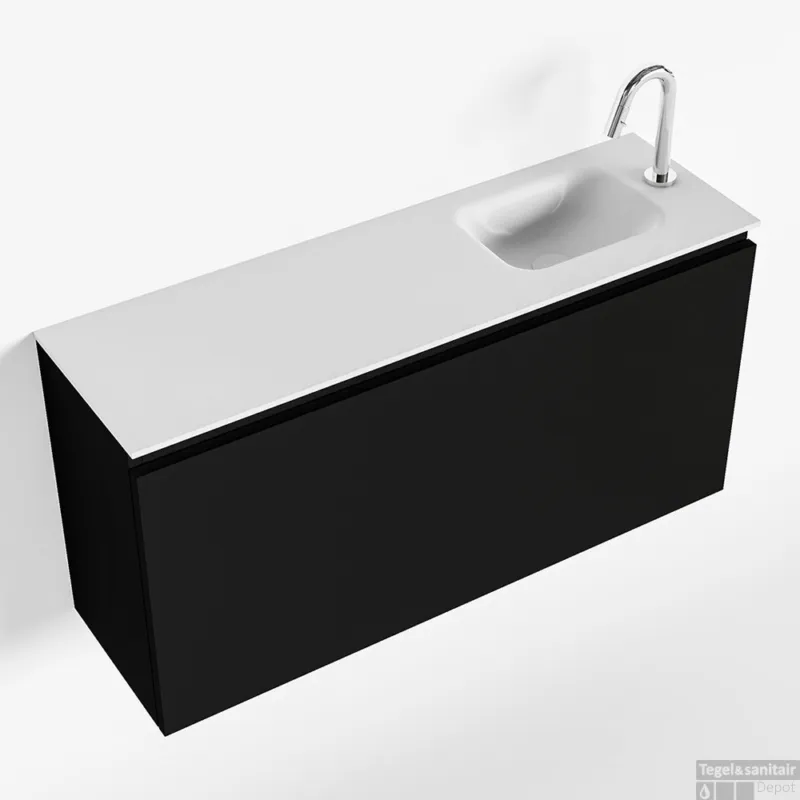 MONDIAZ OLAN 100cm toiletmeubel urban. LEX wastafel talc rechts 1 kraangat Exclusieve Aanbieding