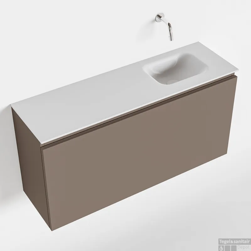 MONDIAZ OLAN 100cm toiletmeubel smoke. LEX wastafel talc rechts geen kraangat Goedkoop