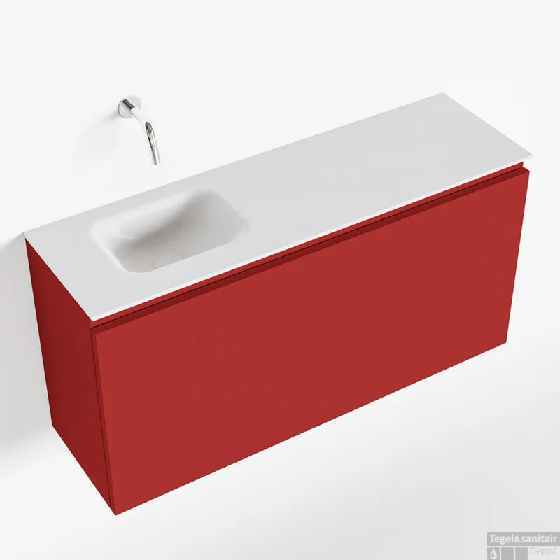 Speciale Aanbieding MONDIAZ OLAN 100cm toiletmeubel fire. LEX wastafel talc links geen kraangat