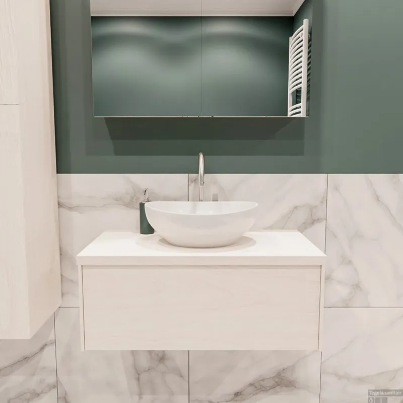 Bestel Nu Badkamermeubel BWS Madrid Wit 80 cm met Topblad en Keramische Waskom (1 kraangat)