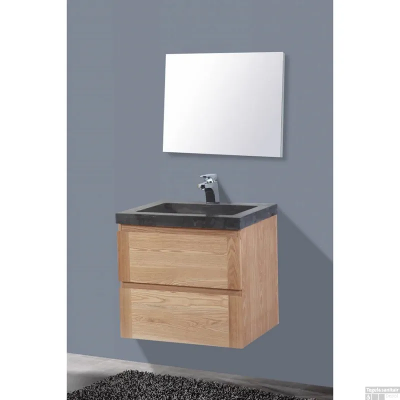 Badkamermeubelset Sanilux Wood Stone 60x47x50 cm Massief Eikenhout Beste Prijs