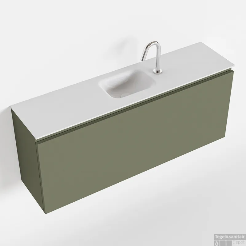 Tijdelijk Beschikbaar MONDIAZ OLAN 120cm toiletmeubel army. LEX wastafel talc midden 1 kraangat