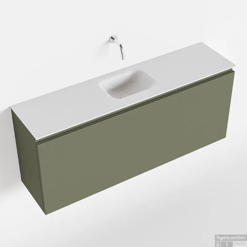 MONDIAZ OLAN 120cm toiletmeubel army. LEX wastafel talc midden geen kraangat Exclusieve Aanbieding
