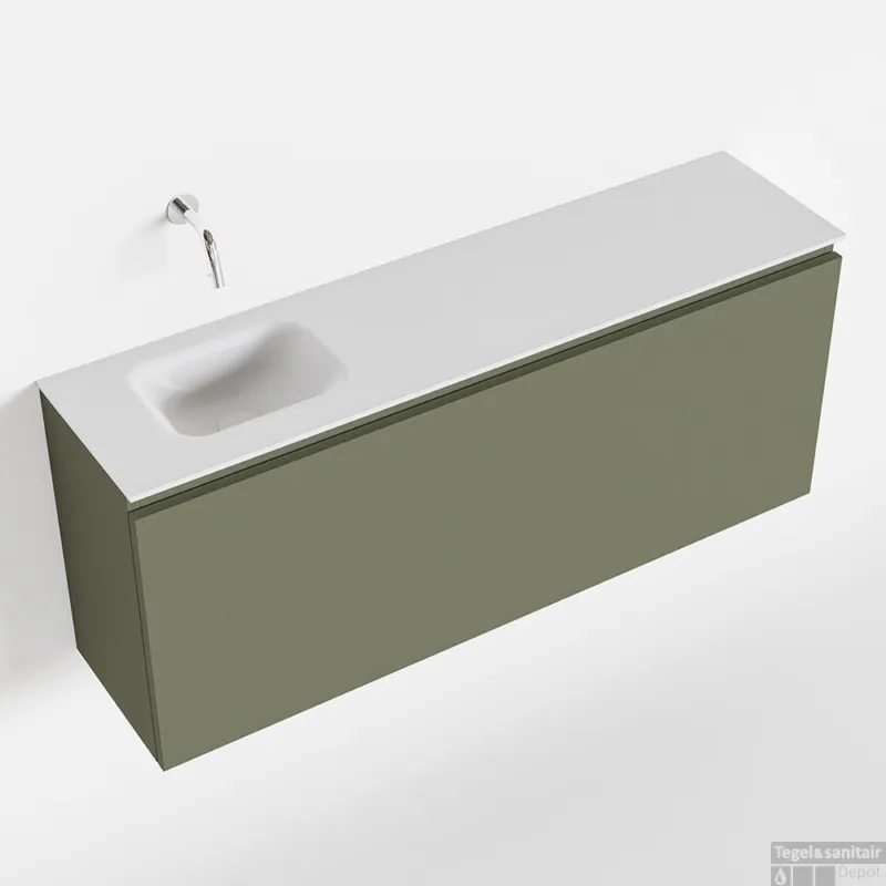 MONDIAZ OLAN 120cm toiletmeubel army. LEX wastafel talc links geen kraangat Goedkoop