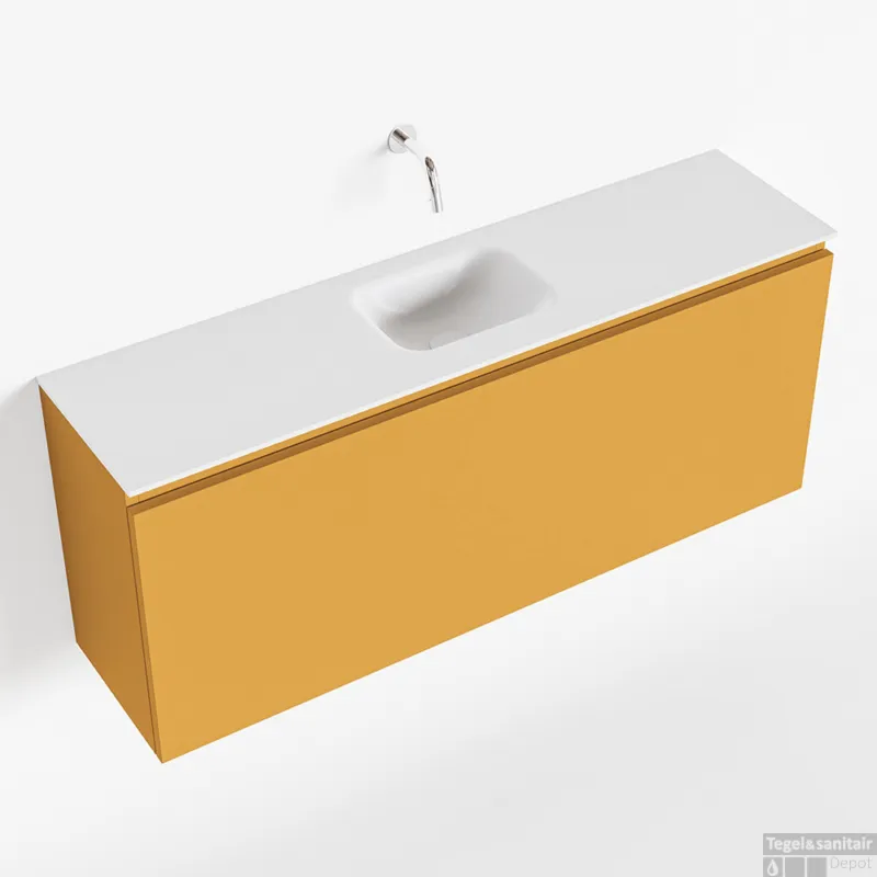 MONDIAZ OLAN 120cm toiletmeubel ocher. LEX wastafel talc midden geen kraangat Betaalbaar