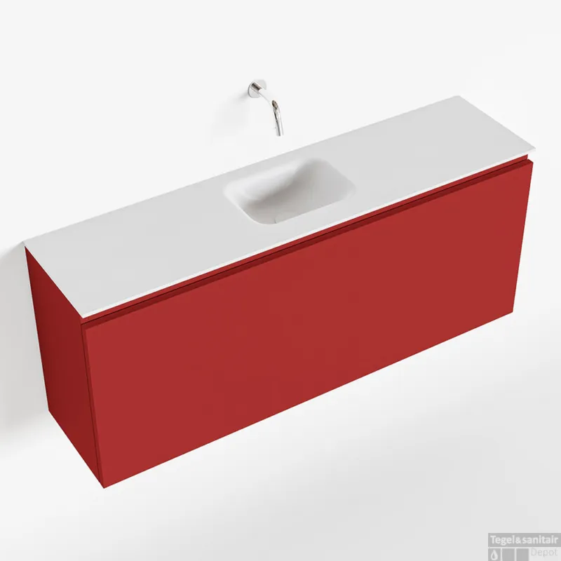 MONDIAZ OLAN 120cm toiletmeubel fire. LEX wastafel talc midden geen kraangat Gereduceerde Prijs