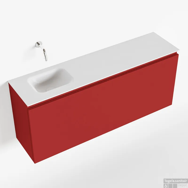Premium MONDIAZ OLAN 120cm toiletmeubel fire. LEX wastafel talc links geen kraangat
