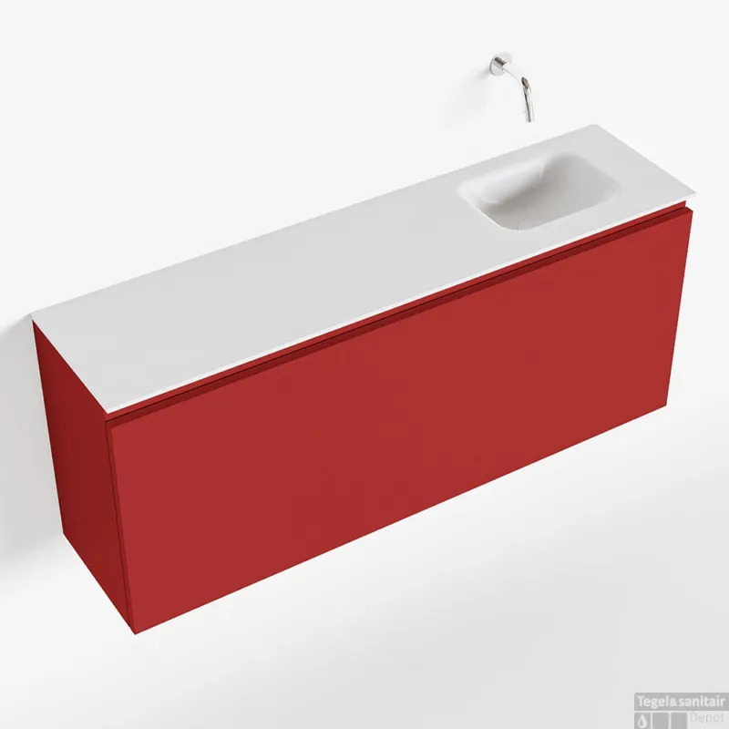 MONDIAZ OLAN 120cm toiletmeubel fire. LEX wastafel talc rechts geen kraangat Hoge Kwaliteit