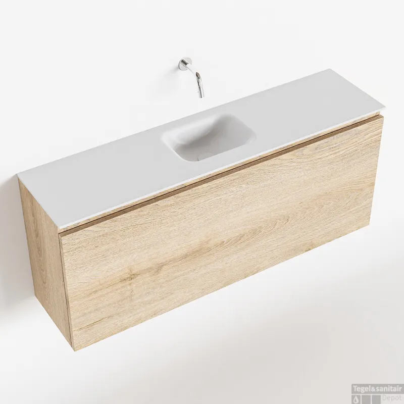 MONDIAZ OLAN 120cm toiletmeubel washed_oak. LEX wastafel talc midden geen kraangat Nu Kopen