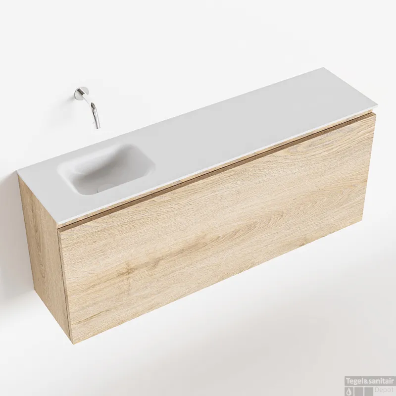 MONDIAZ OLAN 120cm toiletmeubel washed_oak. LEX wastafel talc links geen kraangat Betrouwbaar