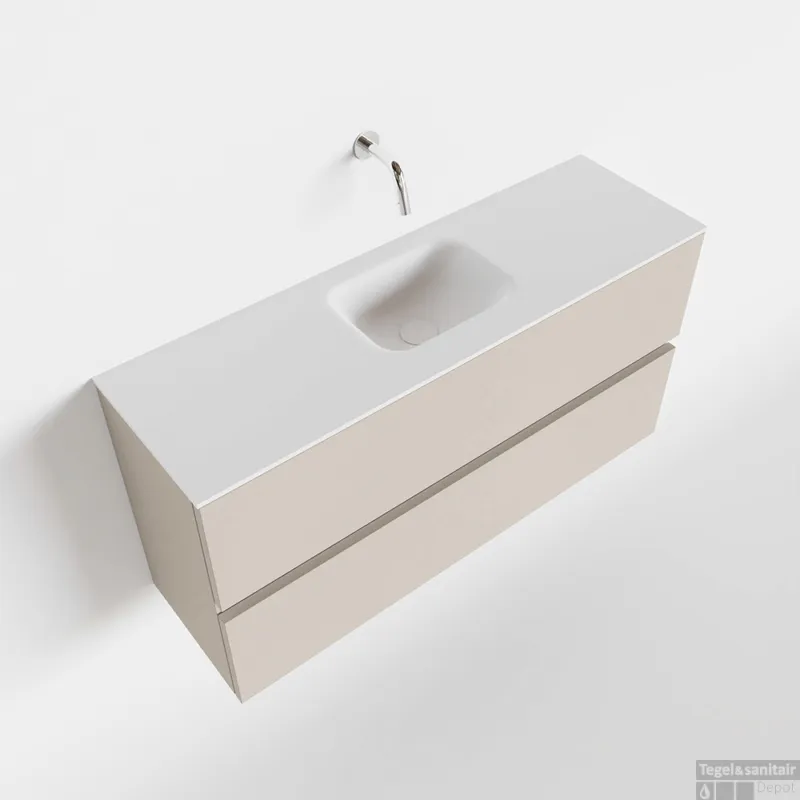 Snelle Levering MONDIAZ ADA 100cm toiletmeubel linen. LEX wastafel talc midden zonder kraangat