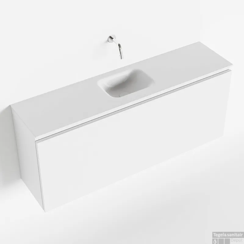MONDIAZ OLAN 120cm toiletmeubel talc. LEX wastafel talc midden geen kraangat Laatste Kans