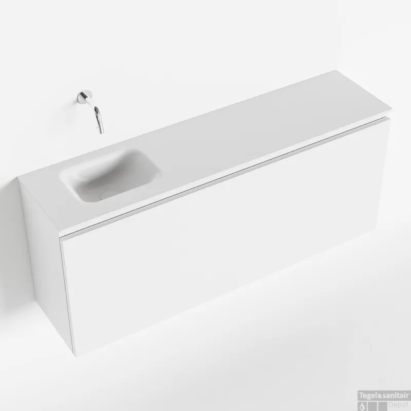 Uitverkoop MONDIAZ OLAN 120cm toiletmeubel talc. LEX wastafel talc links geen kraangat
