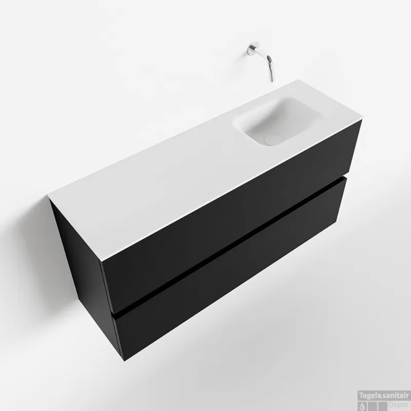 Weekendaanbieding MONDIAZ ADA 100cm toiletmeubel urban. LEX wastafel talc rechts zonder kraangat