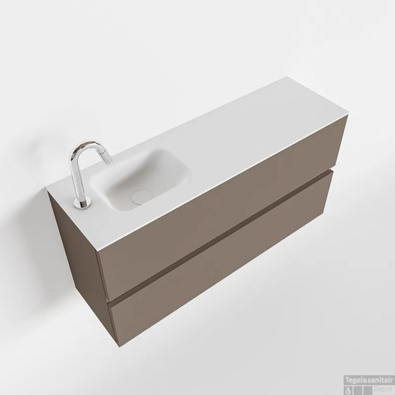 Populair MONDIAZ ADA 100cm toiletmeubel smoke. LEX wastafel talc links 1 kraangat