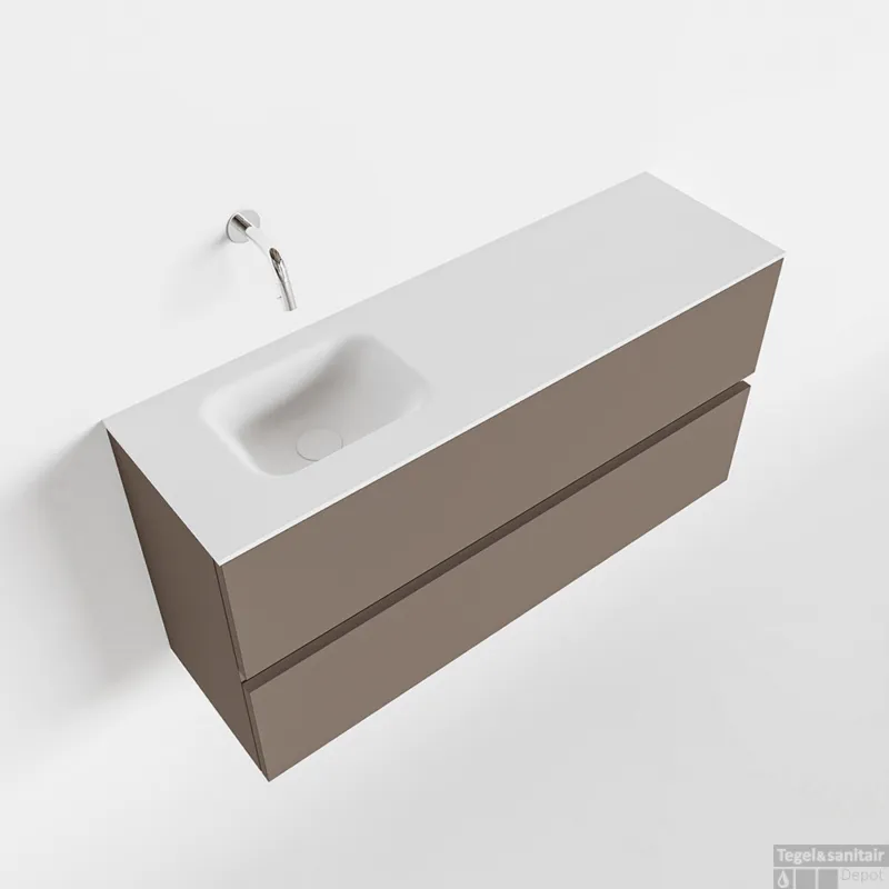 Aanbieding MONDIAZ ADA 100cm toiletmeubel smoke. LEX wastafel talc links zonder kraangat